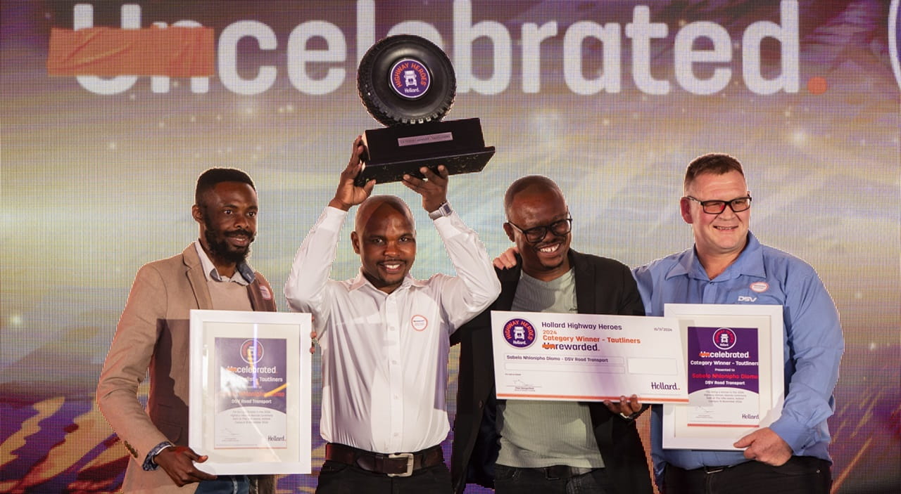 Sabelo from DSV winning Hollard's Highway heroes award